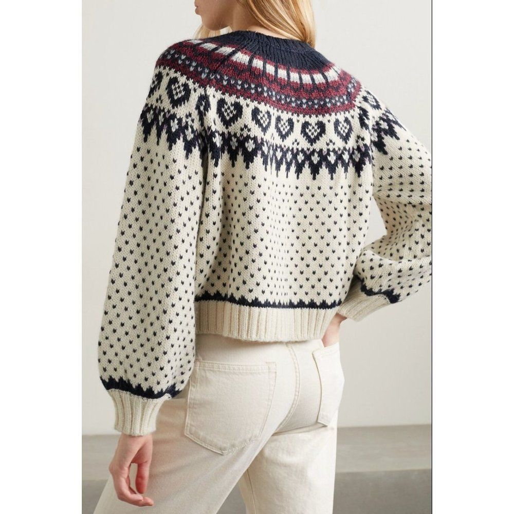THE GREAT. Cream and Black Patterned Cardigan - Picture 2 of 14